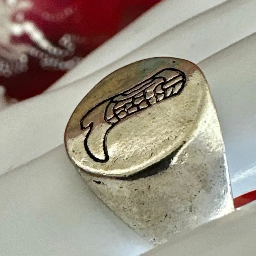 Silver-Tone CowboyโBoot Signet Ring - Picture 6 of 11